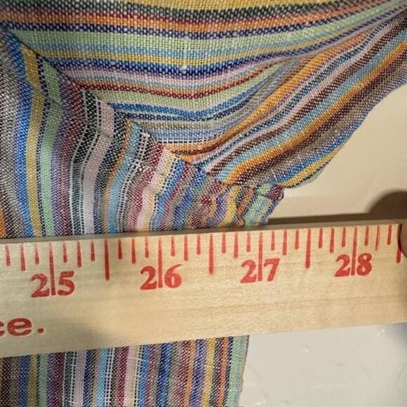 32 Bar Blues Shirt Mens 2XL Multicolor Striped 100% Linen Button Down Casual - Picture 6 of 7